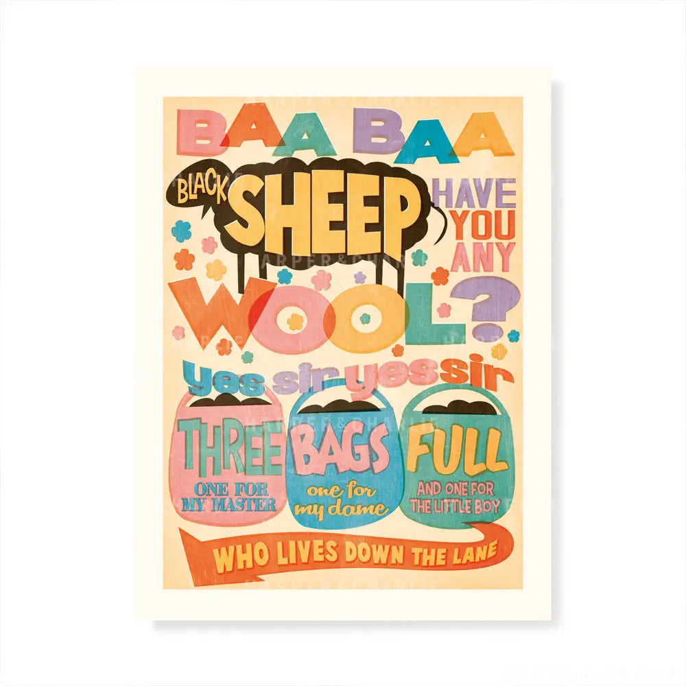 Baa Baa Black Sheep Kids Retro Print