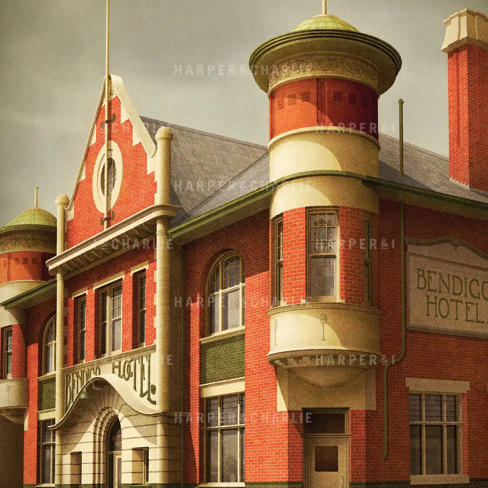 Bendigo Hotel Collingwood Colour Print Close Up by Harper and Charlie