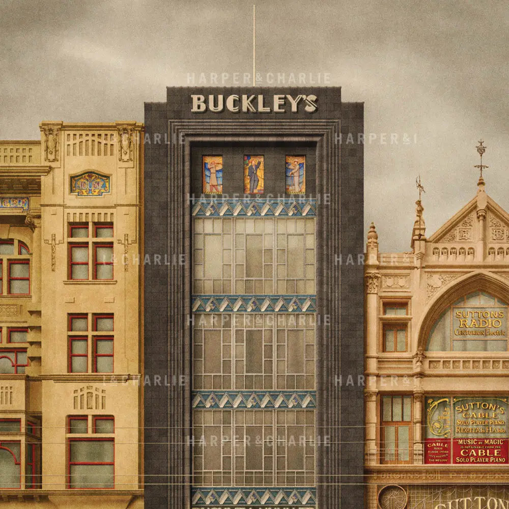 Buckley & Nunn Store Melbourne Art Print Close Up View