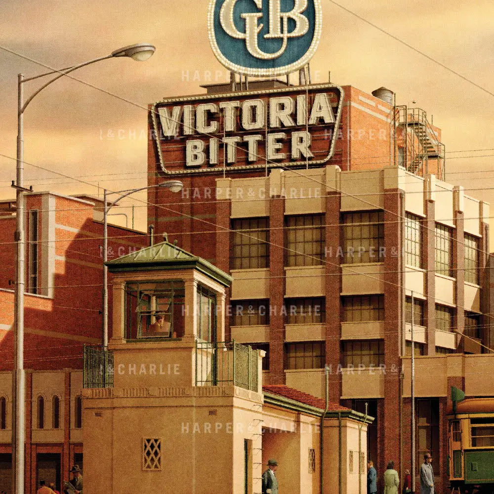 Carlton Brewery and Signal Box Melbourne Close Up Art Print by Harper and Charlie