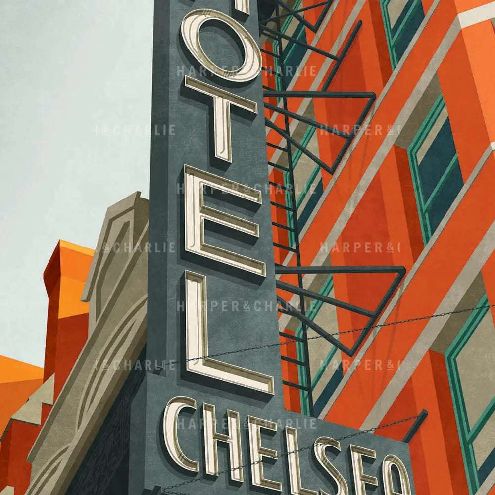 Chelsea Hotel, New York Colour Print Close Up View