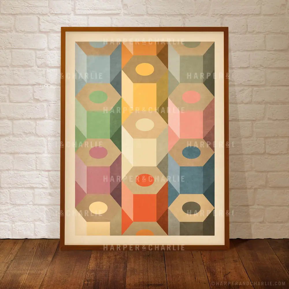 Coloured Pencils Geometric Pattern Kids Print