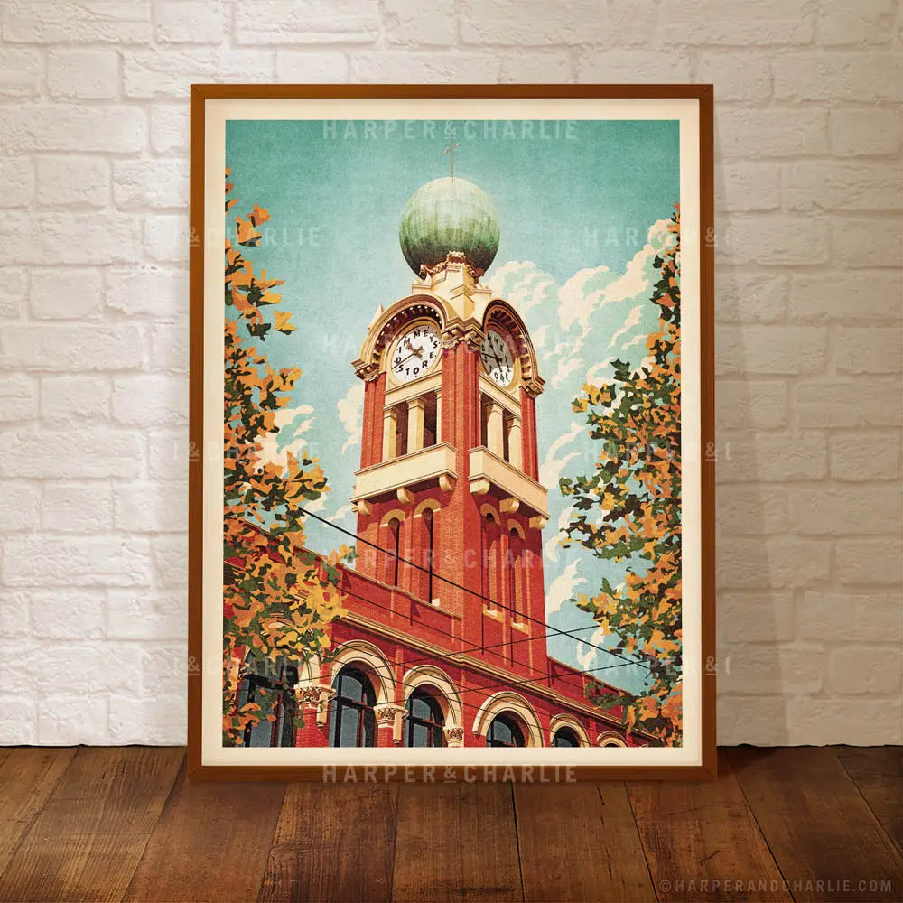 Dimmeys Store Richmond colour print framed by Harper and Charlie