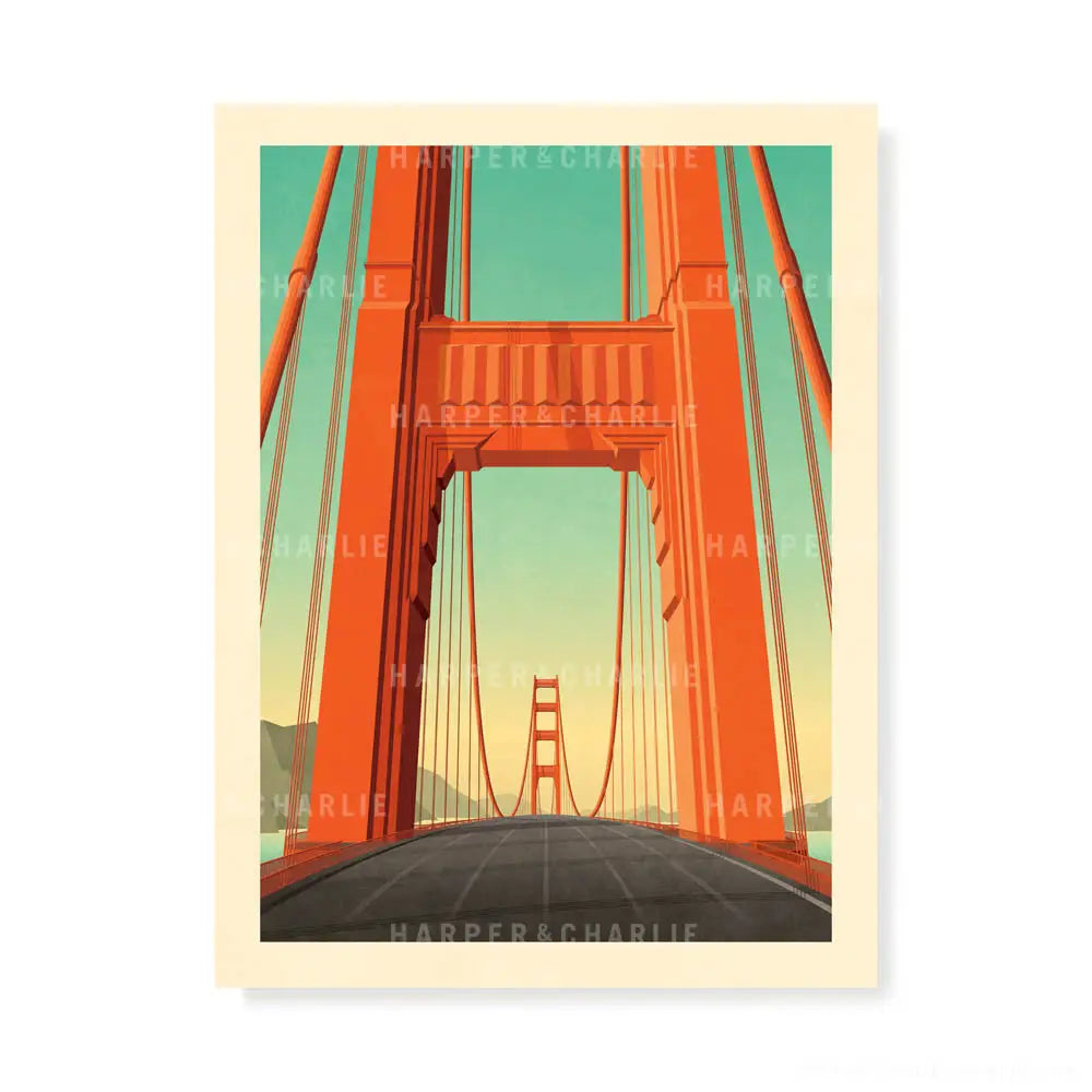 Golden Gate Bridge, San Francisco Colour Print by Harper and Charlie