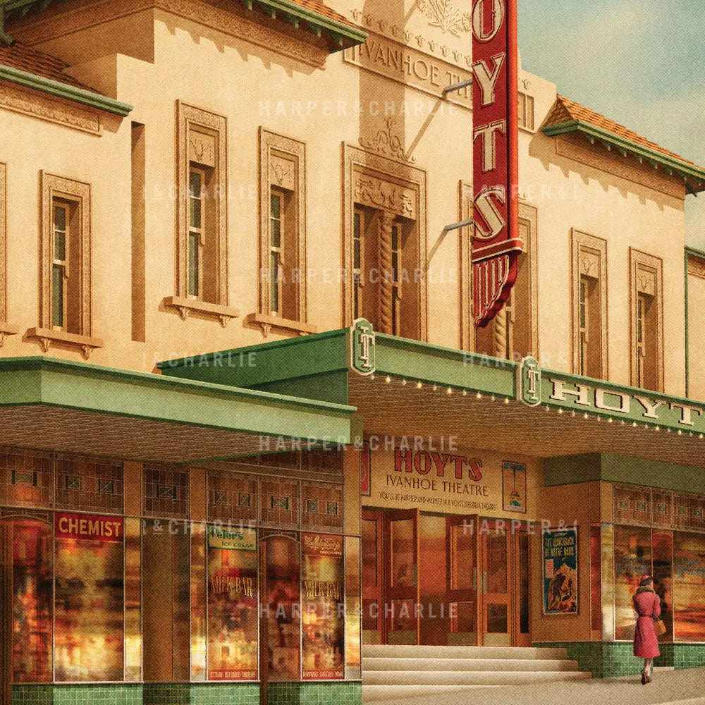 Ivanhoe Theatre Ivanhoe close up view art print by Harper and Charlie