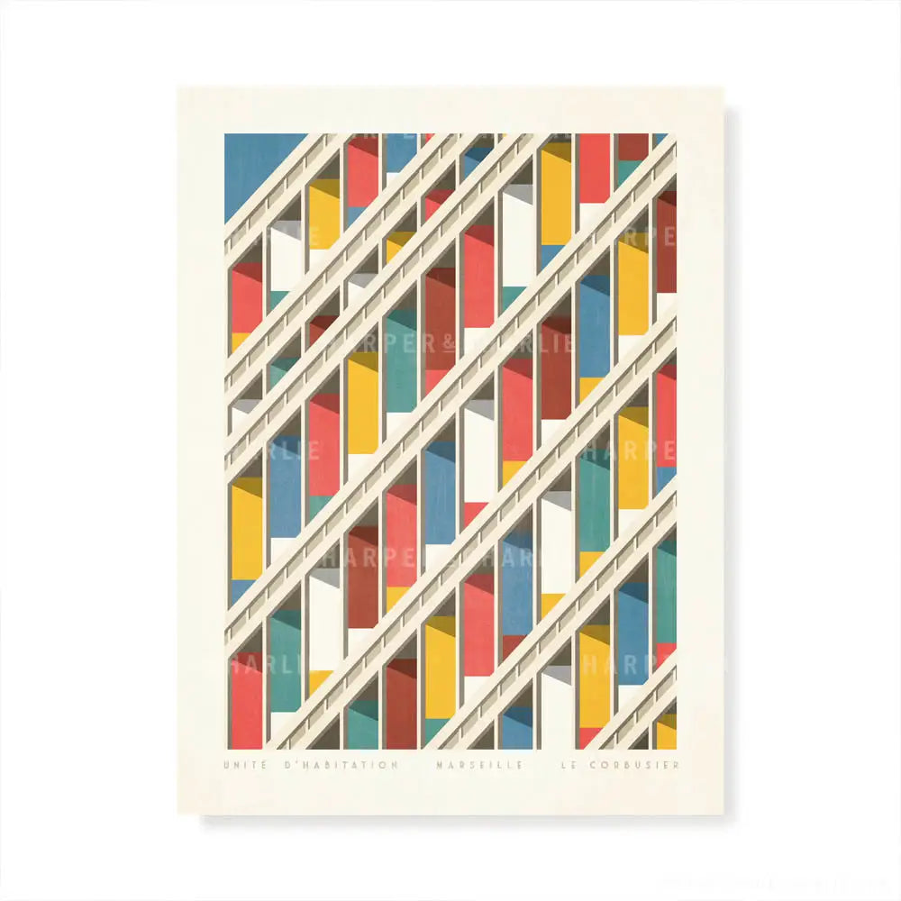 Le Corbusier, Unité d’habitation, Marseille Colour Print by Harper and Charlie