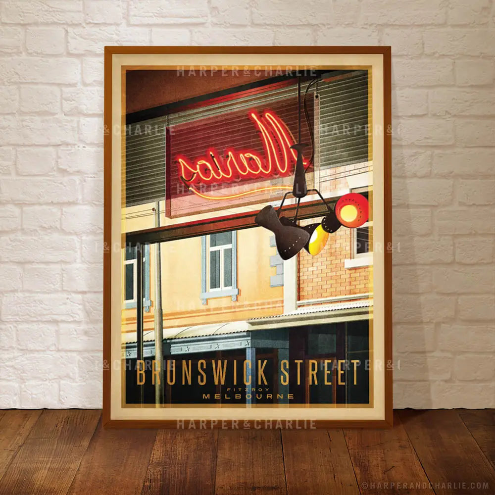 Brunswick Street, Fitzroy colour print, Vintage Melbourne Prints