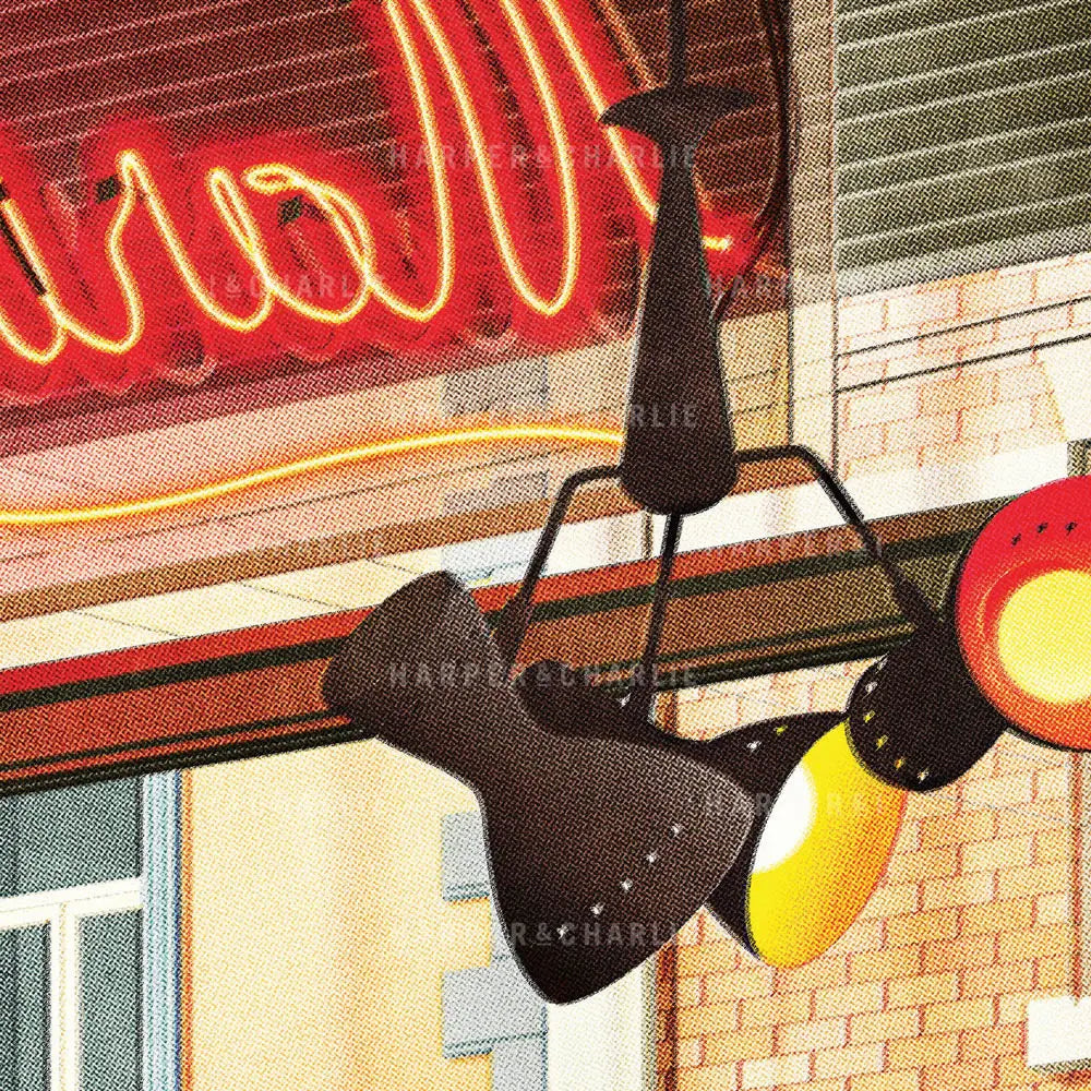 Brunswick Street, Fitzroy colour print, Vintage Melbourne Prints Close Up View