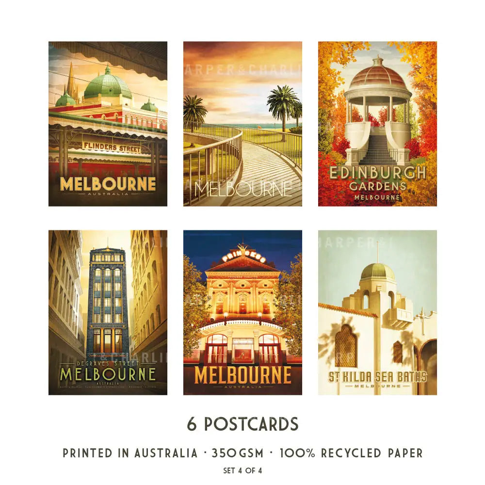 Melbourne Postcard Pack illustrations Set 4 by Harper and Charlie