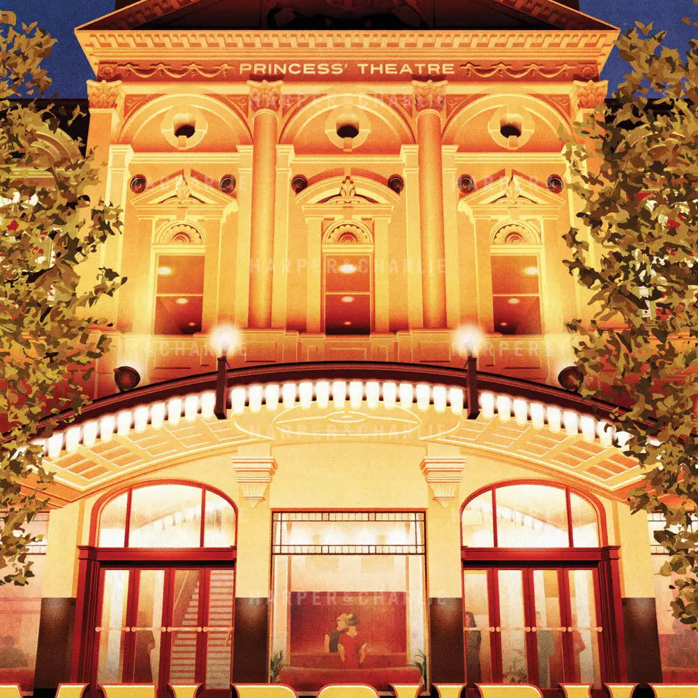Princess Theatre Melbourne close up view colour print by Harper and Charlie