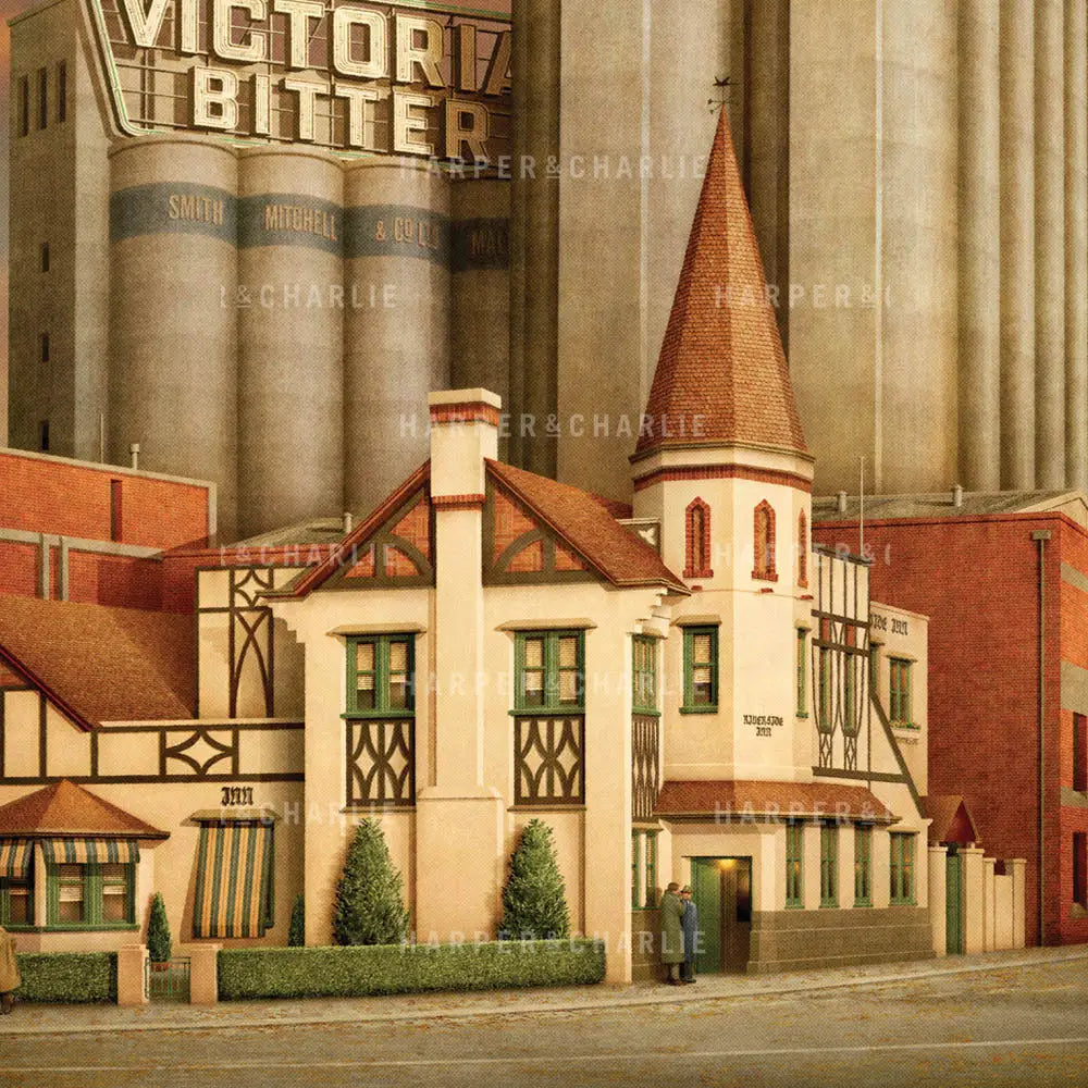 Close up view of the old Riverside Inn located in the Melbourne suburb of Richmond.