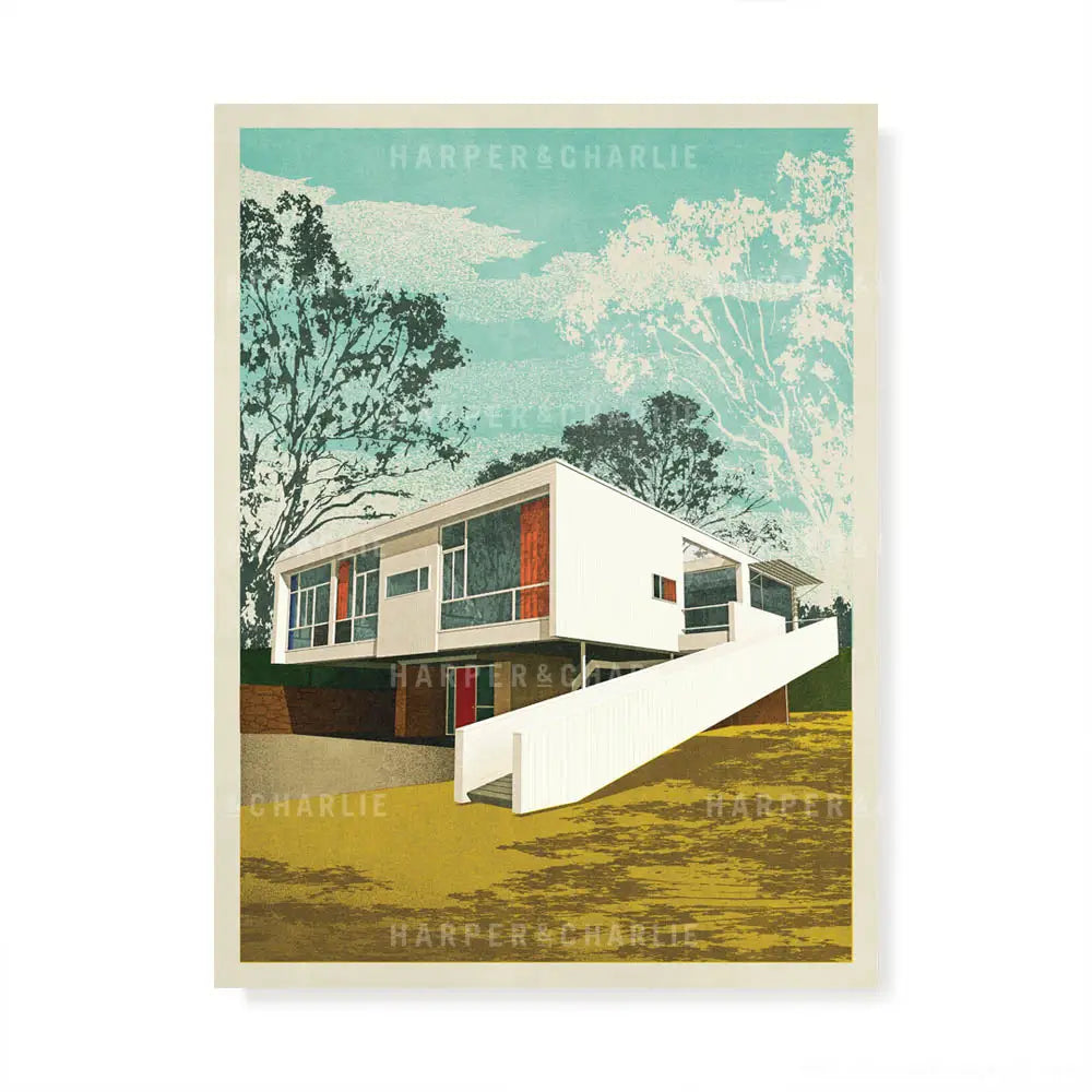 Rose Seidler House, Sydney Colour Print Blue Sky by Harper and Charlie
