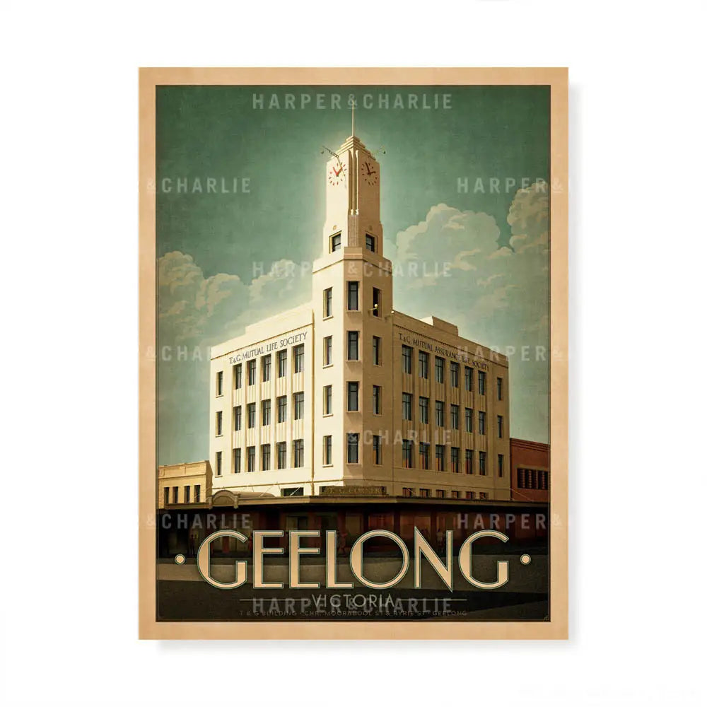 T and G Building Geelong colour print by Harper and Charlie