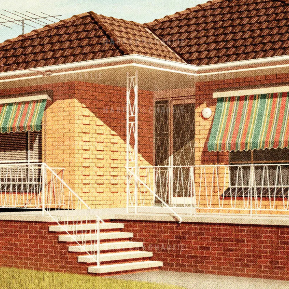 The Suburban Dream colour print close up by Harper & Charlie