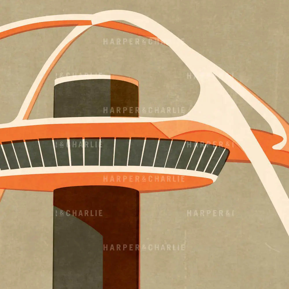 The Theme Building, Los Angeles International Airport LAX Colour Print Close Up View