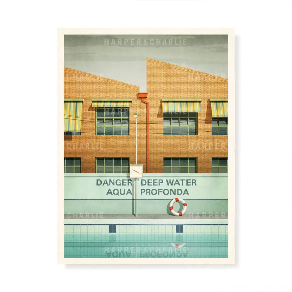 Aqua Profonda sign,Fitzroy Swimming Pool, Vintage Melbourne Print