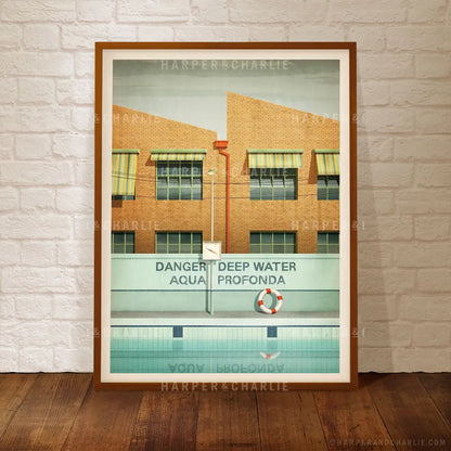 Aqua Profonda sign,Fitzroy Swimming Pool, Vintage Melbourne Print