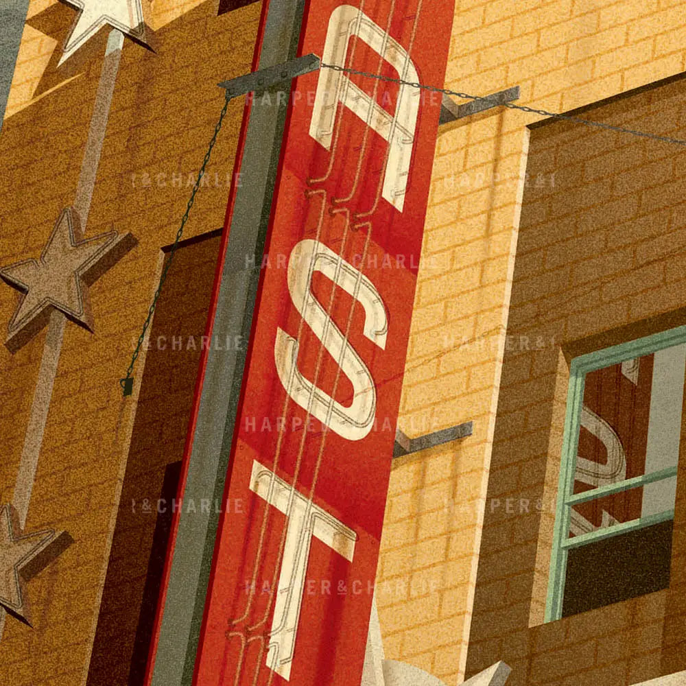 Astor Theatre, St Kilda, Vintage Melbourne Print Close Up View