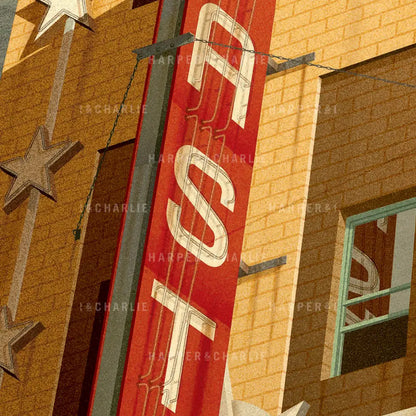 Astor Theatre, St Kilda, Vintage Melbourne Print Close Up View