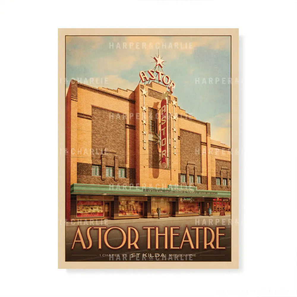 Poster of the Astor Theatre with a vintage design.