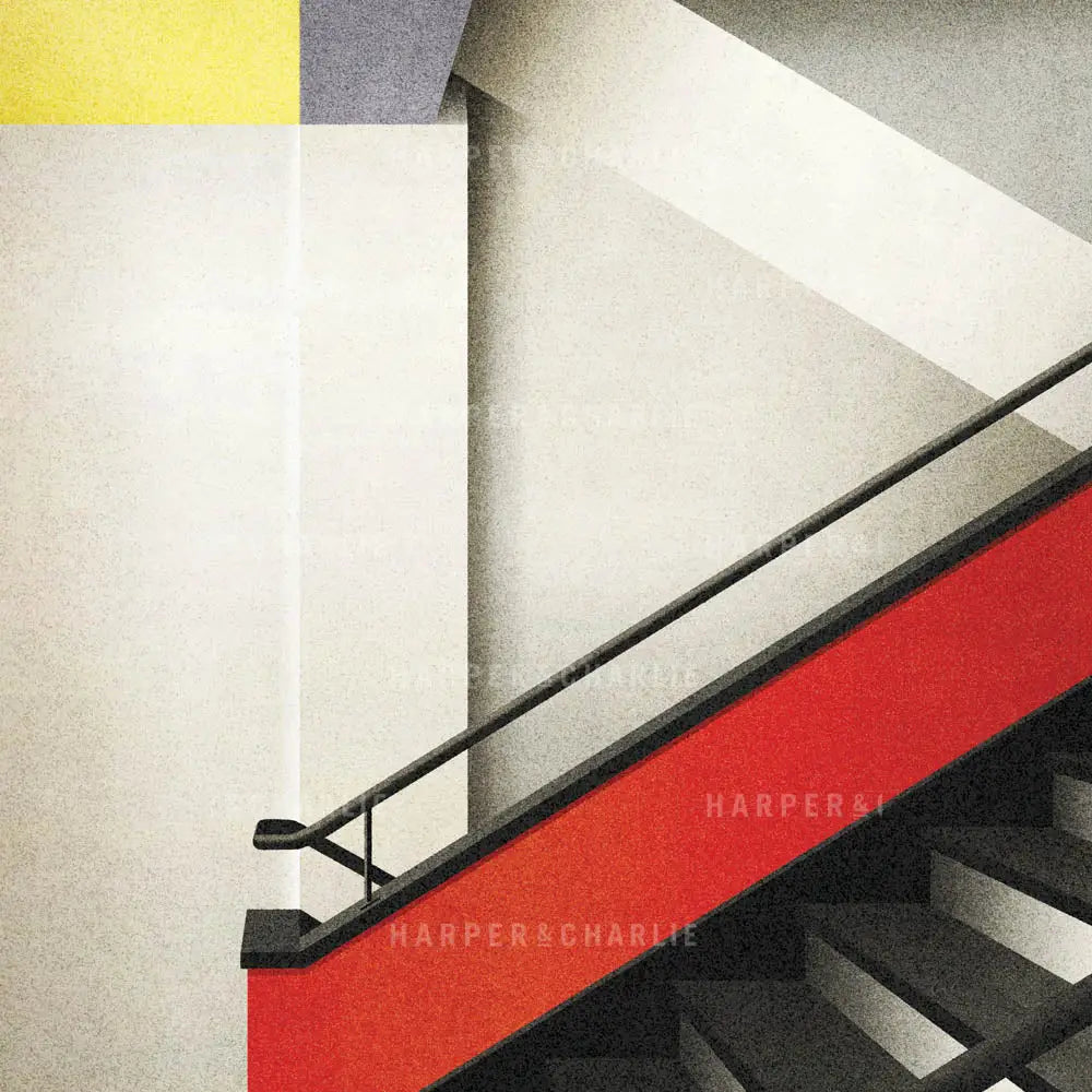 Bauhaus Building Stairway, Germany Colour Print