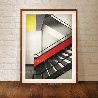 Bauhaus Building Stairway, Germany Colour Print