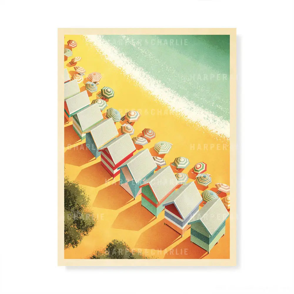 Beach Boxes Melbourne Print Colour Art Print