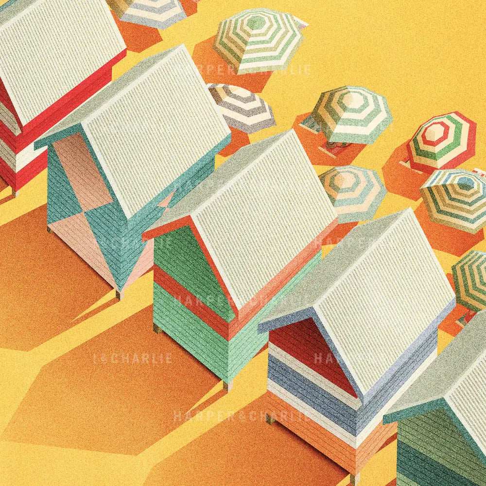 Beach Boxes Melbourne Print Close Up View