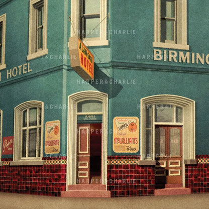 Birmingham Hotel Fitzroy Colour Print Close Up View