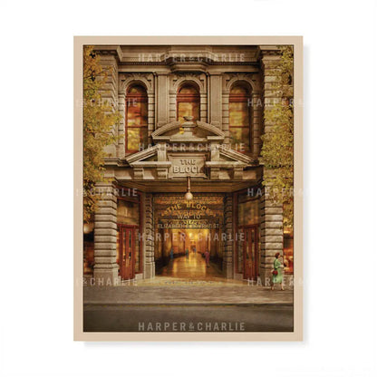 Illustration of the Block Arcade Melbourne Collins Street entrance by Harper and Charlie