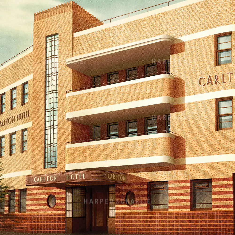 Carlton Hotel Geelong Colour Print Close Up View by Harper and Charlie