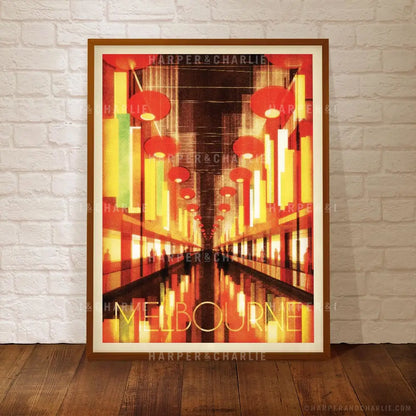 Chinatown Melbourne colour poster framed by Harper and Charlie