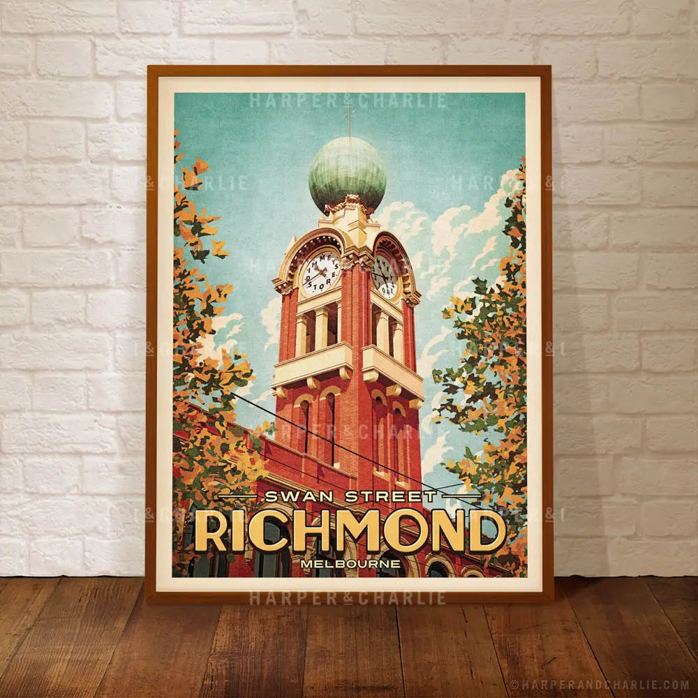 Dimmeys Swan Street Richmond Colour Poster framed by Harper and Charlie