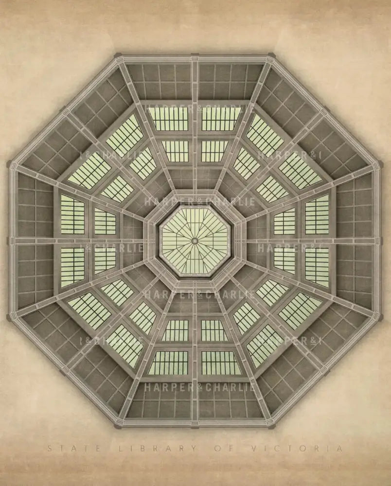 State Library Victoria Domed Reading Room, Melbourne Print, by Harper and Charlie