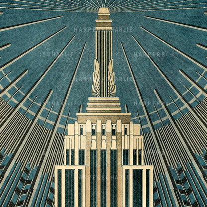 Empire State Building, New York Colour Print Close Up View