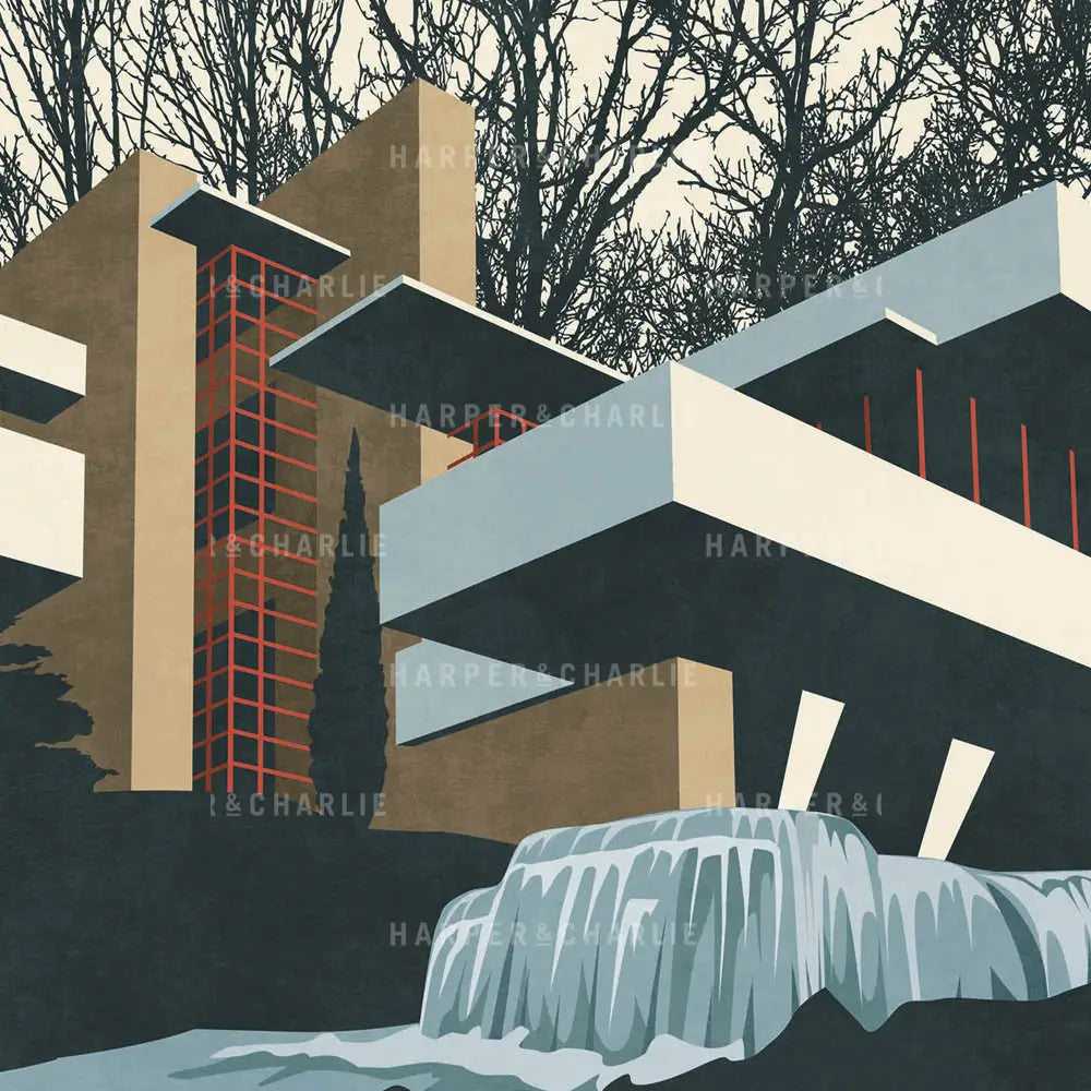 Fallingwater, Pennsylvania Colour Print