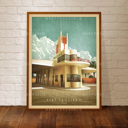 Fiat Tagliero Building Colour Print Framed