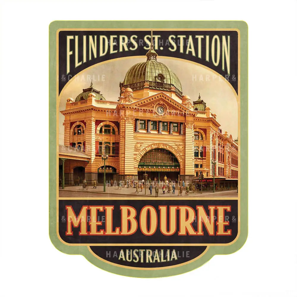 Travel Sticker Flinders Street Station Melbourne Harper and Charlie