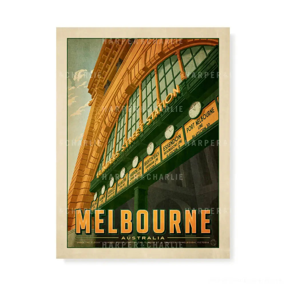 Flinders Street Station Melbourne Under the Clocks Colour Print