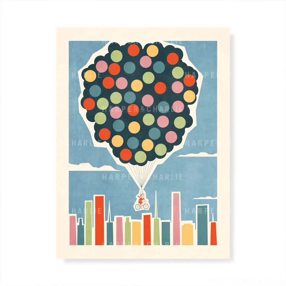 Flying High Kids Print Retro Colour Print by Harper and Charlie