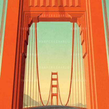 Golden Gate Bridge, San Francisco Colour Print Close Up View