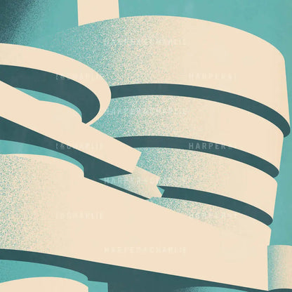 Guggenheim Museum Colour Print BLue Sky Close Up View
