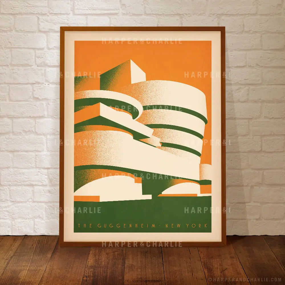 Guggenheim Museum Colour Print with Orange Sky