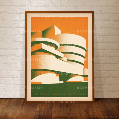 Guggenheim Museum Colour Print with Orange Sky