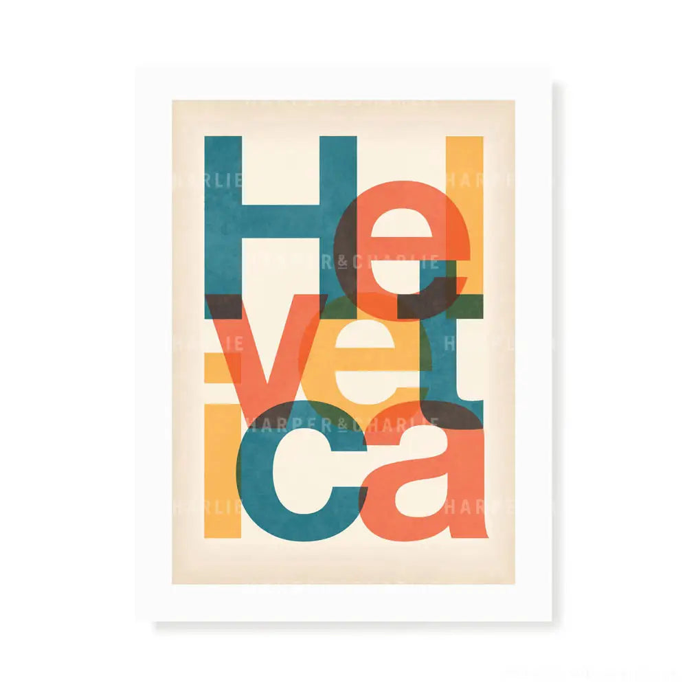 Helvetica Font Colour Art Print by Harper and Charlie