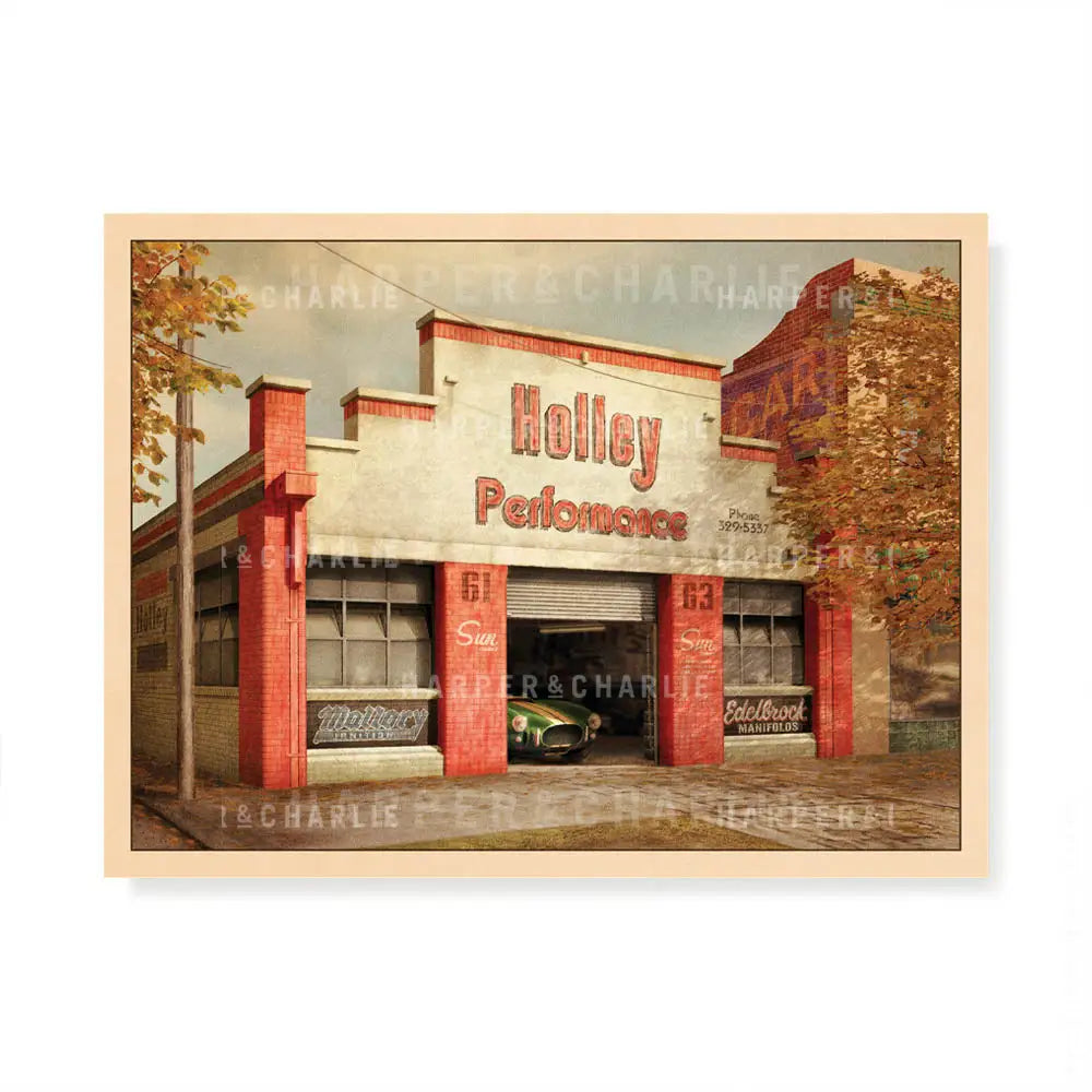 Vintage-style image of a garage with &
