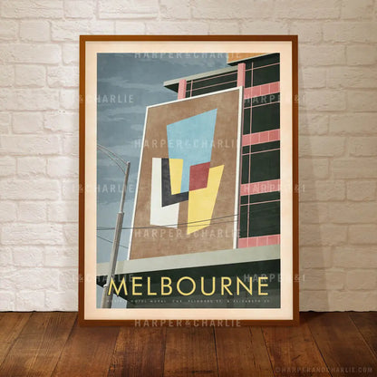 Hosies Hotel Mural Melbourne framed colour print