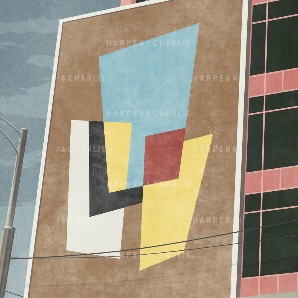 Hosies Hotel Mural colour print close up view