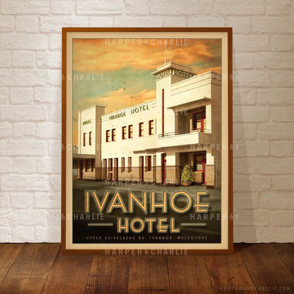 Ivanhoe Hotel Ivanhoe Retro Coloured Print Framed