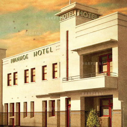 Ivanhoe Hotel Ivanhoe Retro Colour Print Close Up View